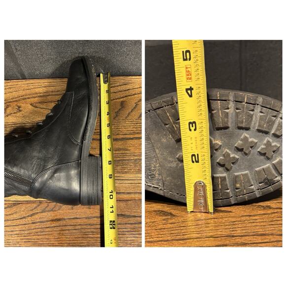 Innue Black Leather Lace Up Ankle Boots Women’s Size 40 / US 9.5 Combat Lug Sole - Picture 7 of 8